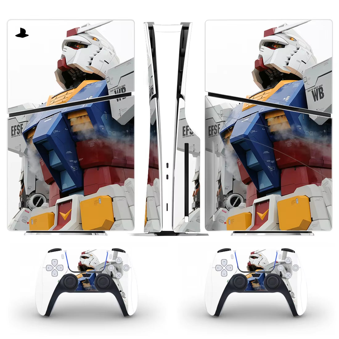 Gundam PS5 Slim Disc Skin Sticker Decal Cover for Console and 2 Controllers PS5 Slim Disk Skin Sticker Vinyl