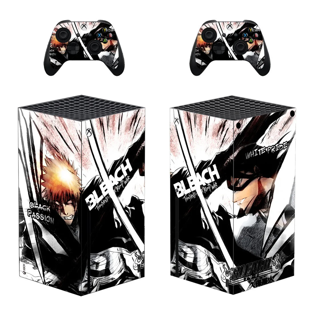 Bleach Skin Sticker Decal Cover for Xbox Series X Console and 2 Controllers Skins Vinyl