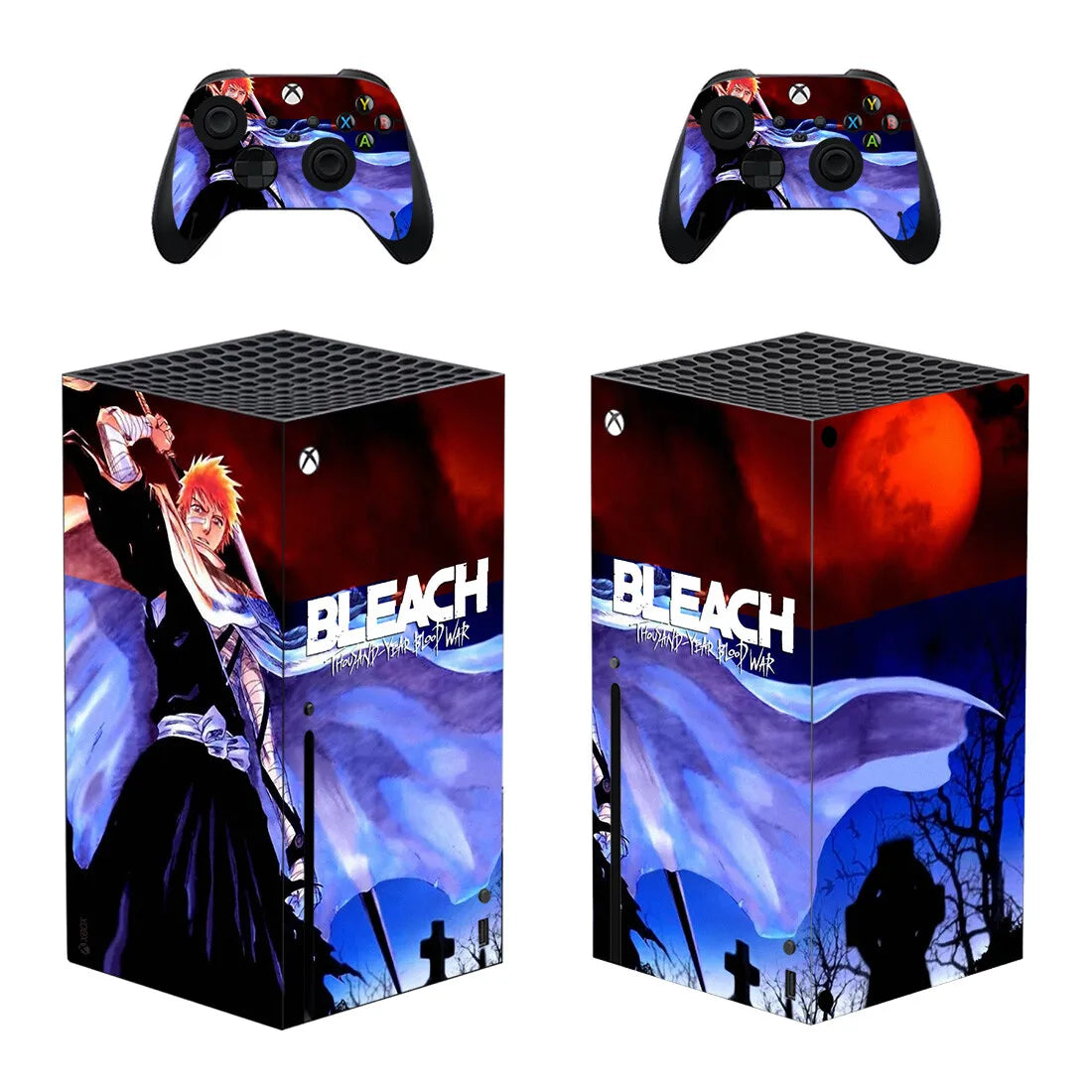 Bleach Skin Sticker Decal Cover for Xbox Series X Console and 2 Controllers Skins Vinyl